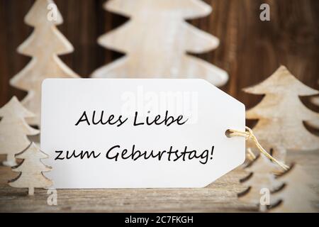 Albero di Natale, etichetta, Alles Liebe Zum Geburtstag significa buon compleanno Foto Stock