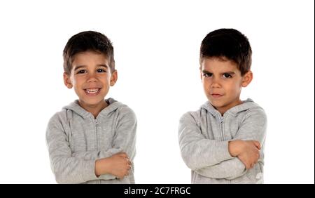 I fratelli gemelli isolati su un backgroudn bianco Foto Stock