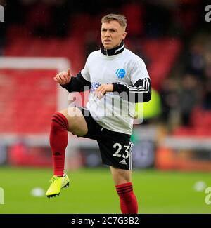 9th Febbraio 2020, Bramall Lane, Sheffield, Inghilterra; Premier League, Sheffield United contro Bournemouth : ben Osborn (23) di Sheffield United si scalda per il gioco Foto Stock