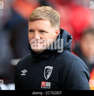 9th Febbraio 2020, Bramall Lane, Sheffield, Inghilterra; Premier League, Sheffield United Contro Bournemouth : Bournemouth Manager Eddie Howe Foto Stock