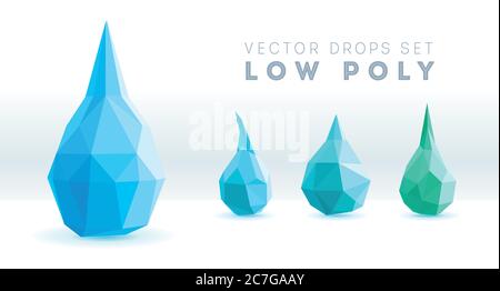Illustrazione vettoriale. Gocce poligonali astratte. Simbolo di gocce di poly basse Illustrazione Vettoriale