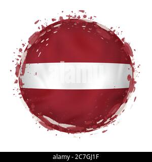 Bandiera rotonda grunge della Lettonia con spruzzi di colore bandiera. Illustrazione vettoriale. Illustrazione Vettoriale