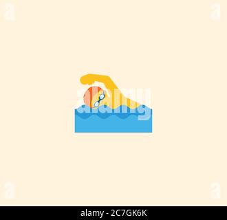 Illustrazione dell'icona di un vettore isolato per il nuoto. Illustrazione delle icone di nuoto Illustrazione Vettoriale