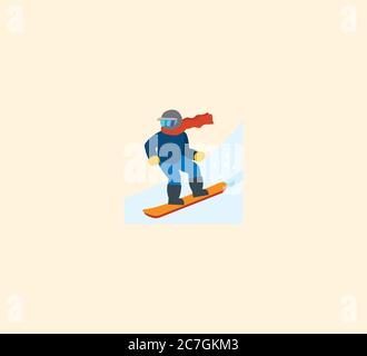 Illustrazione dell'icona isolata del vettore di snowboard. Illustrazione delle icone di snowboard Illustrazione Vettoriale