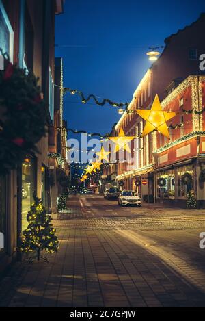 Luci di Natale strade Foto Stock