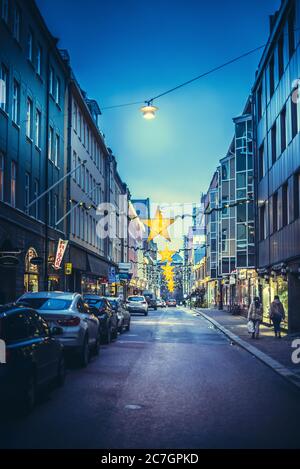 Luci di Natale strade Foto Stock