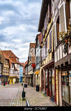 Case tradizionali a graticcio a Barr - Alsazia, Francia Foto Stock