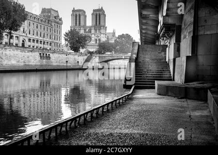 Notre - Dame de Paris cattedrale dalle rive della Senna - UNESCO Foto Stock