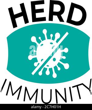 Icona del logo di immunità gregge per il nuovo concetto di stile di vita normale. Dopo il Coronavirus o Covid-19 che ha causato il modo di vita degli esseri umani di cambiare a nuovo normale. Illustrazione Vettoriale