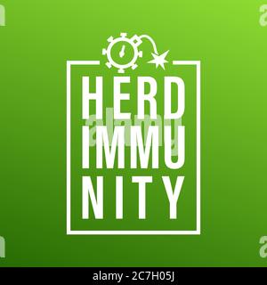 Icona del logo di immunità gregge per il nuovo concetto di stile di vita normale. Dopo il Coronavirus o Covid-19 che ha causato il modo di vita degli esseri umani di cambiare a nuovo normale. Illustrazione Vettoriale