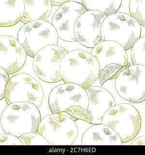 Grafico Apple colore verde schizzo senza giunture motivo sfondo illustrazione vettore Illustrazione Vettoriale