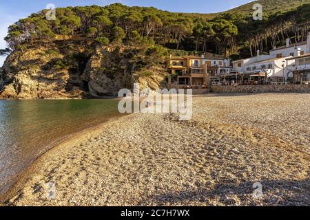 Europa, Spagna, Catalogna, Girona, Baix Empordà, Begur, Platja Cala Aiguablava spiaggia vicino Begur Foto Stock