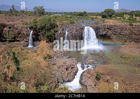 Tis Abay / Blue Nile Falls, cascata sul fiume Blue Nile vicino Bahir Dar durante la stagione secca, Amhara Regione, Etiopia, Africa Foto Stock