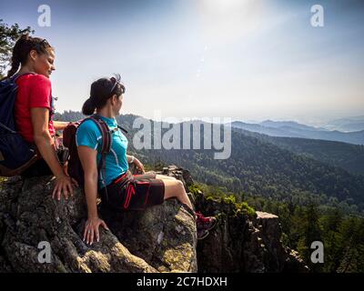 Escursioni sul Zweälersteig, Großer Kandelfelsen Kandel Foto Stock