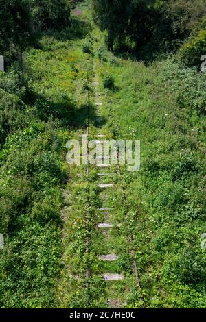 La ferrovia derelict Bristol a Portishead a Sheepway vicino Portishead, Somerset del Nord, Regno Unito. Foto Stock