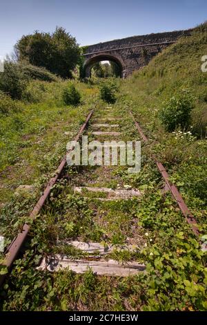 La ferrovia derelict Bristol a Portishead a Sheepway vicino Portishead, Somerset del Nord, Regno Unito. Foto Stock