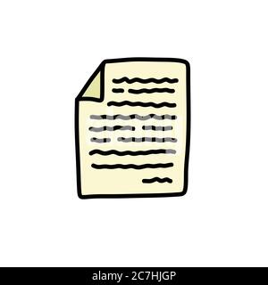 icona del doodle del documento, illustrazione vettoriale Illustrazione Vettoriale