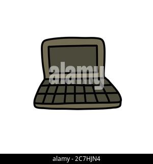 icona del doodle del laptop, illustrazione vettoriale Illustrazione Vettoriale