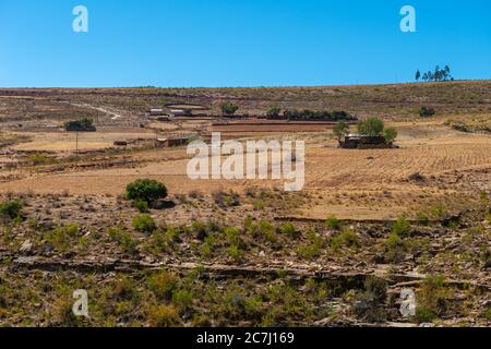 Agricoltura ad alta quota nel Parco Nazionale Tototoro, Parco Nazionale Torotoro, Andes Mountains, departimento Potosí, Bolivia, America Latina Foto Stock