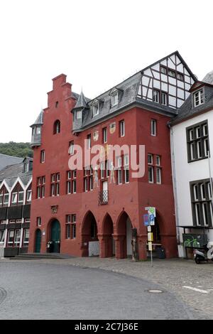 historisches, mittelalterliches Rathaus Bad Münstereifel, Nordrhein-Westfalen, Deutschland Foto Stock