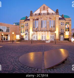 Teatro Osnabrueck in serata, Germania, bassa Sassonia, Osnabrueck Foto Stock