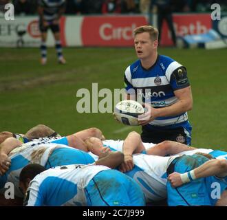 BATH, ENGLAND, UNITED KINGDOM - Jan 25, 2015: Bath Rugby gioca Glasgow Warriors, European Champions Cup, Recreation Ground, Bath. 25 gennaio 2015. Bagno Foto Stock