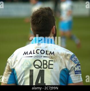 BATH, ENGLAND, UNITED KINGDOM - Jan 25, 2015: Bath Rugby gioca Glasgow Warriors, European Champions Cup, Recreation Ground, Bath. 25 gennaio 2015. Bagno Foto Stock