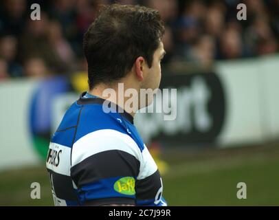 BATH, ENGLAND, UNITED KINGDOM - Jan 25, 2015: Bath Rugby gioca Glasgow Warriors, European Champions Cup, Recreation Ground, Bath. 25 gennaio 2015. Bagno Foto Stock