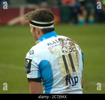 BATH, ENGLAND, UNITED KINGDOM - Jan 25, 2015: Bath Rugby gioca Glasgow Warriors, European Champions Cup, Recreation Ground, Bath. 25 gennaio 2015. Bagno Foto Stock