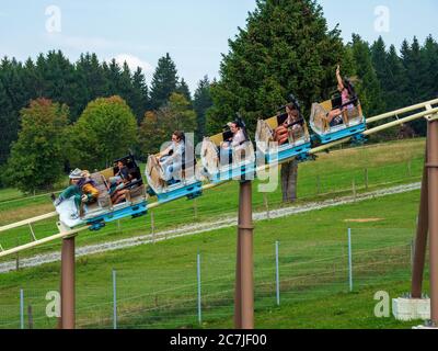 Slittino e paradiso del tempo libero St. Englmar, Foresta Bavarese, Baviera, Germania Foto Stock