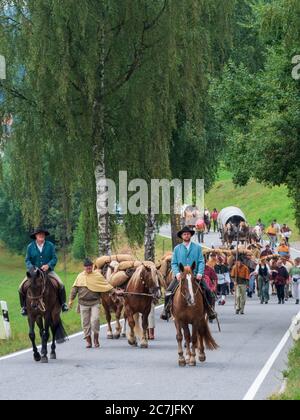 Säumerzug, festival del mulo di sale Grafenau, Foresta Bavarese, Baviera, Germania Foto Stock