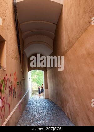 Vicolo, città vecchia, Passau, Baviera, Germania Foto Stock