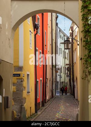 Vicolo, città vecchia, Passau, Baviera, Germania Foto Stock