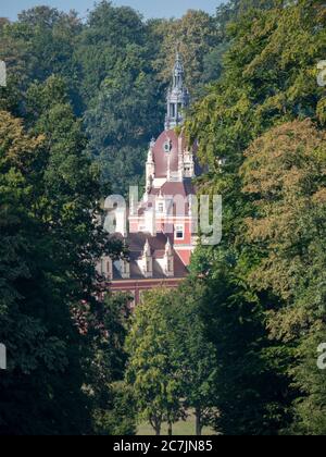 Palazzo nuovo, Muskauer Park, Patrimonio dell'Umanità dell'UNESCO, Bad Muskau, alta Lusazia, Sassonia, Germania Foto Stock