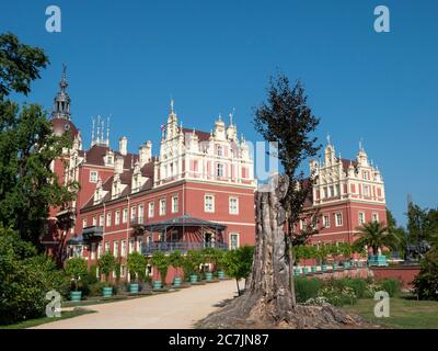 Palazzo nuovo, Muskauer Park, Patrimonio dell'Umanità dell'UNESCO, Bad Muskau, alta Lusazia, Sassonia, Germania Foto Stock