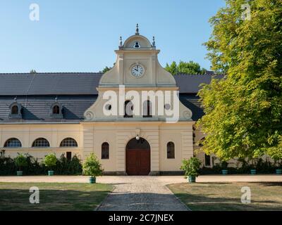 Muskauer Park, Castello di Vorwerk, Sito Patrimonio dell'Umanità dell'UNESCO, Bad Muskau, alta Lusazia, Sassonia, Germania Foto Stock