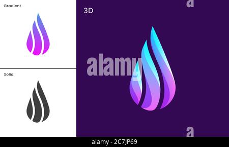 Colorato goccia d'acqua astratta per il logo cosmetico e dell'industria della bellezza Illustrazione Vettoriale
