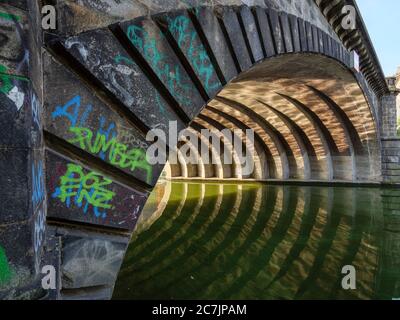 Ponte S-Bahn sopra lo Sprea al Bode Museum, Sprea, Museum Island, Berlino, Germania Foto Stock