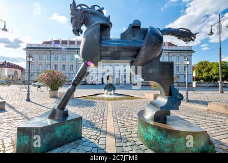 Scultura, Ancavallo, Residenz, Ansbach, Franconia media, Franconia, Baviera, Germania Foto Stock