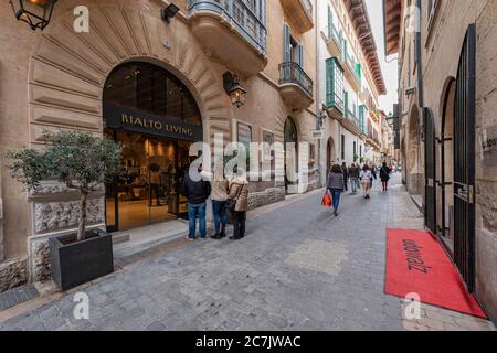 Zona pedonale, Carrer de Sant Feliu nel centro storico di Palma di Maiorca, isola di Maiorca, Foto Stock