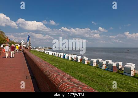 Passeggiata sulla spiaggia sud, Wilhelmshaven, bassa Sassonia, Foto Stock