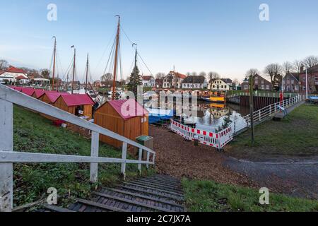 Umore di Natale nel porto museo di Carolinensiel, Frisia orientale, Foto Stock