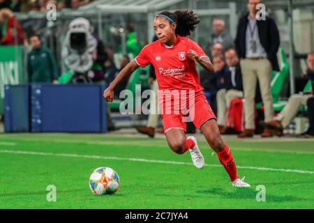 Wolfsburg, Germania, 16 ottobre 2019: Ashleigh Weerden della squadra di calcio femminile del FC Twente durante una partita di calcio dell'UWCL Foto Stock