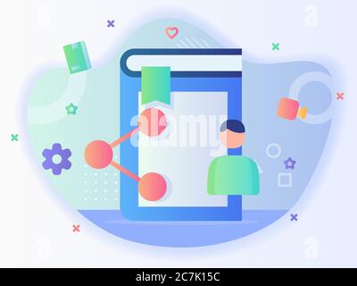 Uomo condividere l'icona dei segnalibri con stile moderno piatto. Illustrazione Vettoriale