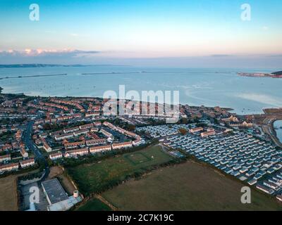 Foto aerea della città scattata al porto di Portland, Weymouth, Dorset UK Foto Stock