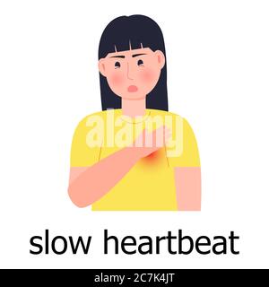 Vettore icona battito cardiaco lento. Concetto di salute di ipotensione e ipertensione. Sintomi di salute della pressione sanguigna o illustrazione sana, è l Illustrazione Vettoriale