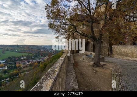 Castello di Neuenburg e vigneti nei pressi di Friburgo, Burgenlandkreis, Sassonia-Anhalt, Germania Foto Stock