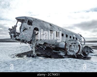 DC-3 relitto aereo a Sólheimasandur, Islanda Foto Stock