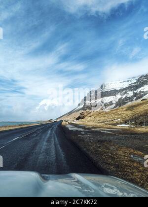 Guida lungo la circonvallazione sulla strada per Vik y Myrdal, Islanda Foto Stock