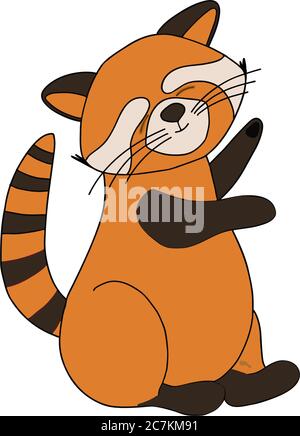 panda rosso, orso gatto. Personaggio bella bestia. Animali divertenti. Decorazione d'autunno. Illustrazione vettoriale isolata su sfondo bianco Illustrazione Vettoriale
